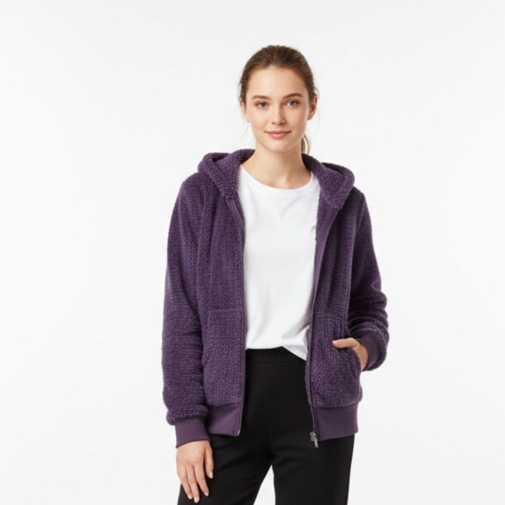 Columbia Purple Fuzzy Cozy Soft Zip Up Long Sleeve Hoody Jacket S